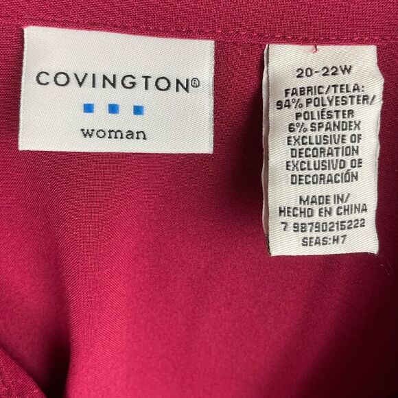 EUC Covington Womens Maroon Blouse Top Size 20-22W - Picture 7 of 7